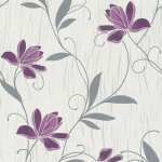 BRICOFLOR - PAPIER PEINT FLEURI TAPISSERIE FLEU TAPISSERIE FLORALE PAPIER PEINT CHAMBRE PAPIER PEINT PAPIER MÉTALLIQUE VIOLET BLANC - 10,05 X 0,53 M