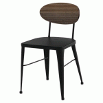 CHAISE AUSTIN DOS PIN VIEILLI FONCÉ - ASS/PIÈT ACIER NOIR - JAYSO