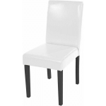 CHAISE DE SALLE À MANGER LITTAU, CHAISE DE CUISINE, CUIR BLANC, PIEDS FONCÉS - WHITE