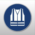 PICTOGRAMME - GILET HAUTE VISIBILITÉ OBLIGATOIRE - M015 - ISO 7010  - 400 MM - PVC