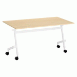 TABLE RABATTABLE L 140 X P 70 CM HÊTRE BRUNEAU PRACTIKA PLUS PIEDS BLANC