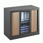 ARMOIRE À RIDEAUX MONOBLOC ECO-CONÇUE DÉCOR H 70 X L 80 CM CORPS ANTHRACITE/RIDEAUX CHÊNE