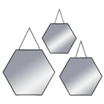 ATMOSPHERA - LOT DE 3 MIROIRS MÉTAL HEXAGONE 29CM NOIR