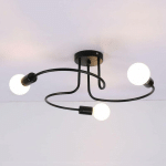 PLAFONNIER MODERNE 3 LUMIÈRES - LAMP INDUSTRIEL NOIR COURBÉ POUR CHAMBRE À COUCHER, SALON, SALLE À MANGER DIA 60CM(AMPOULES NON INCLUSES) - AISKDAN