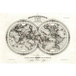 PAPIER PEINT INTISSÉ CARTE DU MONDE - CARTE FRANÇAISE DES HÉMISPHÈRES DE 1848 - PEINTURE MURALE GRAND - DIMENSION HXL: 255CM X 384CM