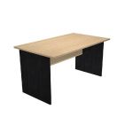 BUREAU DROIT PRONTO TENDANCE - L.140 X P.80 CM - PLATEAU CHÊNE - PIEDS PLEINS NOIR