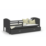 LIT ENFANT MATIS 90X190 ( SANS MATELAS ) GRIS - GRIS LIVRÉ AVEC LE SOMMIERS ET TIROIR. - GRIS - GRIS