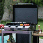 PLANCHA GAZ 3 BRÛLEURS FUSION 75 + COUVERCLE NOIR ENO