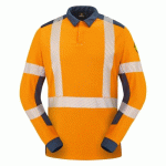 POLO HAUTE VISIBILITÉ MULTIRISQUES LAPILLI ORANGE FLUO / BLEU MARINE - TAILLE XL CEPOVETT SAFETY