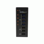 STARTECH.COM HUB USB 3.0 (5GBPS) ALIMENTÉ DE 4 PORTS AVEC STATION DE RECHARGE DE 3 PORTS USB (2 X 1A, 1 X 2A) - FIXATION MURALE