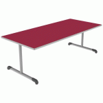 TABLE BANDANA 180X80 T3 DL STRAT POLYURÉTH. CERISE GRIS/9006 - MOBIDECOR