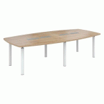 TABLE MODULABLE BELEM 10 PERSONNES L 280 X P 140 CM CHÊNE NATUREL PIÈTEMENT BLANC