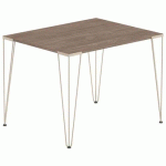 TABLE RÉUNION LORI 100 X 80 CM PLATEAU NOYER PIED TAUPE - MBA