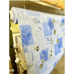 TOILE CIRÉE IMPRIMÉE PROVENÇALE - AU MÈTRE - 140 X 100 CM - BLEU .