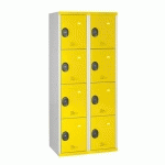 VESTIAIRE 2 COLONNES 4 CASES MONOBLOC JAUNE
