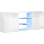 VIDAXL - MEUBLE TV AVEC LUMIÈRES LED BLANC BRILLANT 120X30X50 CM