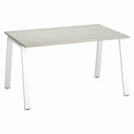 BUREAU DROIT INDIVIDUEL CHÊNE GRIS 140 X 80 CM, PIÉTEMENT MÉTAL BLANC - ARCH