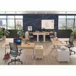 BUREAU DROIT L 160 CM QUARTA PLUS HÊTRE PIÈTEMENT MÉTAL ALUMINIUM