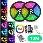 SWANEW - RUBAN LED ENSEMBLE DE BANDE LED BANDE LED RGB 5050 SMD, BANDE LED, LED NON ÉTANCHE (IP20), 10M 30 LED AVEC TÉLÉCOMMANDE 24 BOUTONS - RGB