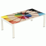 TABLE BASSE EASY OFFICE 114X60 CM PIED BLANC PLATEAU CRAYONS COULEUR - MANUTAN COLLECTIVITÉS