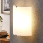 LINDBY APPLIQUE MURALE PHIL, BLANC, VERRE HAUTEUR 21CM, SET DE 2 PIÈCES