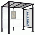 ABRI BUS MILAN 2.50 M 1 VITRINE 1 BARDAGE LATÉRAL NOIR 9005 - PROCITY