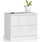 AKORD - COMMODE K60 BLANCHE 60 CM 2 TIROIRS FAÇADE BLANCHE BRILLANTE 60X40X55 CM