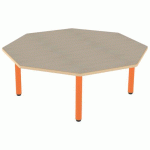 TABLE CARÉLIE OCTO Ø120 T1 STR POLY. ÉRABLE G. BEIGE/PAPAYE - MOBIDECOR