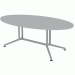 TABLE DE RÉUNION PLATEAU OVALE L.200 GRIS PIEDS ALU - QUADRIFOGLIO