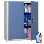 ARMOIRE MÉTAL CLASSTOUT - A PORTES BATTANTES - H. 100  X  L. 90 CM - CORPS GRIS - PORTES BLEU