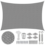 SEKEY - VOILE D'OMBRAGE RECTANGULAIRE HDPE AVEC CORDES ET KIT DE FIXATION GRIS CLAIR 3 × 5M