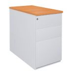 CAISSON MÉTAL NF ENVIRONNEMENT HAUTEUR BUREAU ALUMINIUM - H.72 X L. 42 X P. 80 CM - TOP HÊTRE