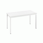 TABLE POLYVALENTE RECTANGLE - L. 120 X P. 60 CM - PLATEAU BLANC - PIEDS METAL BLANCS