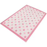 WELLHOME - TAPIS SALON EN POLYESTER ROSE ÉTOILES - 100X200CM - ROSE