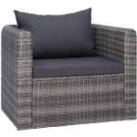 LES TENDANCES - FAUTEUIL DE JARDIN AVEC COUSSIN ET OREILLER RÉSINE TRESSÉE GRIS HIEL