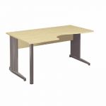BUREAU COMPACT RETOUR À GAUCHE ACTIVITY MÉTAL 2 - L. 160 X P. 120 CM - PLATEAU HÊTRE - PIEDS L 'ANTHRACITE'