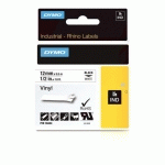 RUBAN VINYLE DYMO RHINO 12 MM 18444 BLANC ÉCRITURE NOIRE