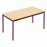TABLE MODULAIRE DOMINO RECTANGLE - L. 120 X P. 60 CM - PLATEAU ERABLE - PIEDS PRUNE