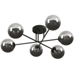 EMIBIG LIGHTING - EMIBIG BRENDI PLAFONNIER SEMI-ENCASTRÉ GLOBE NOIR À BRAS MULTIPLES AVEC ABAT-JOUR EN VERRE GRAPHITE, 6X E14