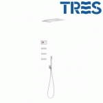 KIT DE DOUCHE THERMOSTATIQUE ÉLECTRONIQUE ET ENCASTRÉ SHOWER TECHNOLOGY BLANC MAT - TRES 09286314BM