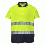 LOT DE 2 - PORTWEST S174 POLO COTON COMFORT JAUNE/MARINE - TAILLE XXL