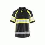 POLO DE TRAVAIL HAUTE-VISIBILITÉ ANTI-UV 3338 - NOIR ET JAUNE FLUO - XS BLAKLADER
