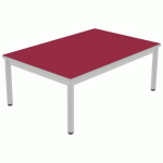 TABLE CARÉLIE 120X80 T1 - 4P STRAT POLYU. CERISE GRIS/9006 - MOBIDECOR