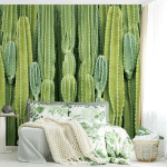 MICASIA - PAPIER PEINT INTISSÉ - CACTUS WALL - MURAL CARRÉ DIMENSION HXL: 192CM X 192CM