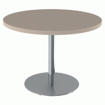 TABLE MENORCA Ø100 T6 - ÉP. 40 MM STRAT ABS CHÊNE H./CHROMÉ - MOBIDECOR