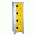 VESTIAIRE TENDANCE - 1 COLONNES/4 CASES MONOBLOC - JAUNE