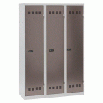 VESTIAIRE 3 COLONNES COLOR MONOBLOC INDUSTRIE SALISSANTE - A CODE - TAUPE