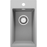 VIER CUSINE EN GRANIT 28X50 CM LAVABO CUISINE 1 BAC + KIT DE VIDAGE, ÉVIER AU MEUBLE 30CM ÉVIER À ENCASTRER DE PRIMAGRAN GRIS - GRAY