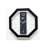 TRADE SHOP TRAESIO - HORLOGE MURALE ANALOGIQUE 28 CM CADRAN OCTOGONAL NOIR PLASTIQUE TRANSPARENT