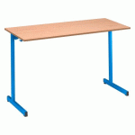 LOT DE 2 - TABLE SCOLAIRE 2 PLACES - L.130 CM PLATEAU HÊTRE - TAILLE 6 POUR CM2 À LYCÉE PIÈTEMENT BLEU
